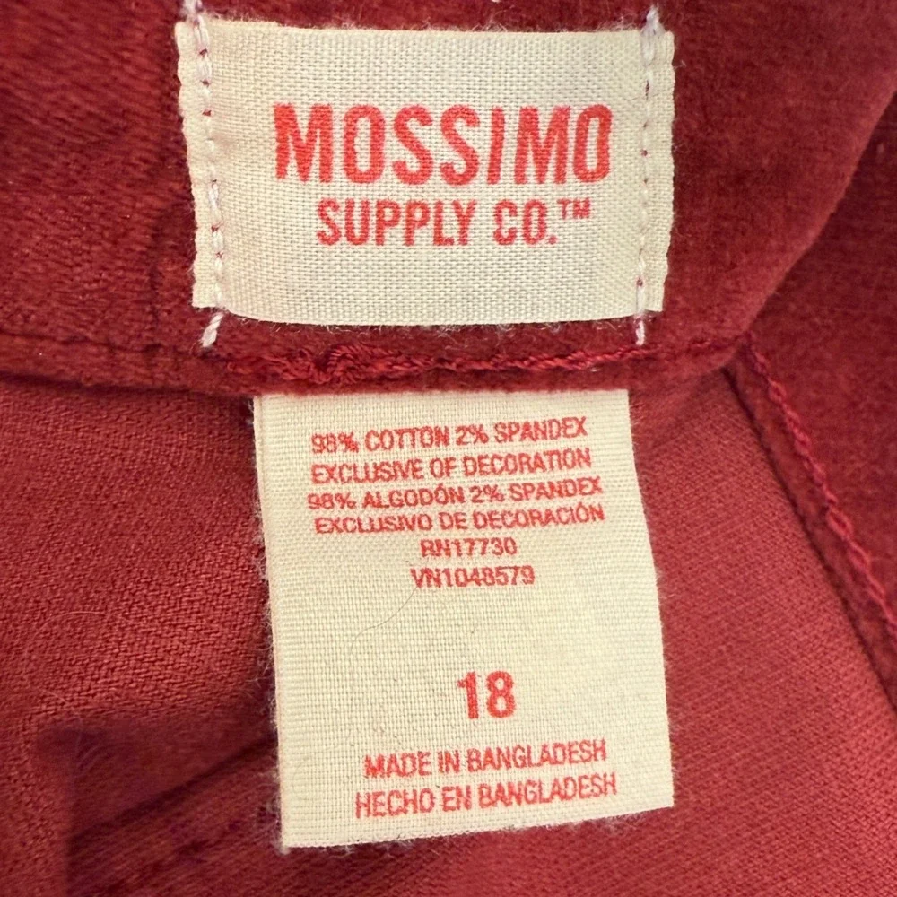 Mossimo Supply Co Womens Burgundy Corduroy Studded Pocket Mini Skirt Size 18 NWT